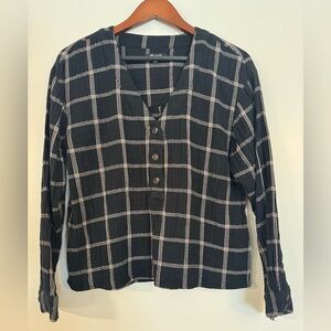 Madewell Black and White Plaid Cotton Button Down Shirt Size Large GUC